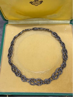 Original Victorian Braided 14.75 Carat Diamond Silver & Gold One Off  Necklace