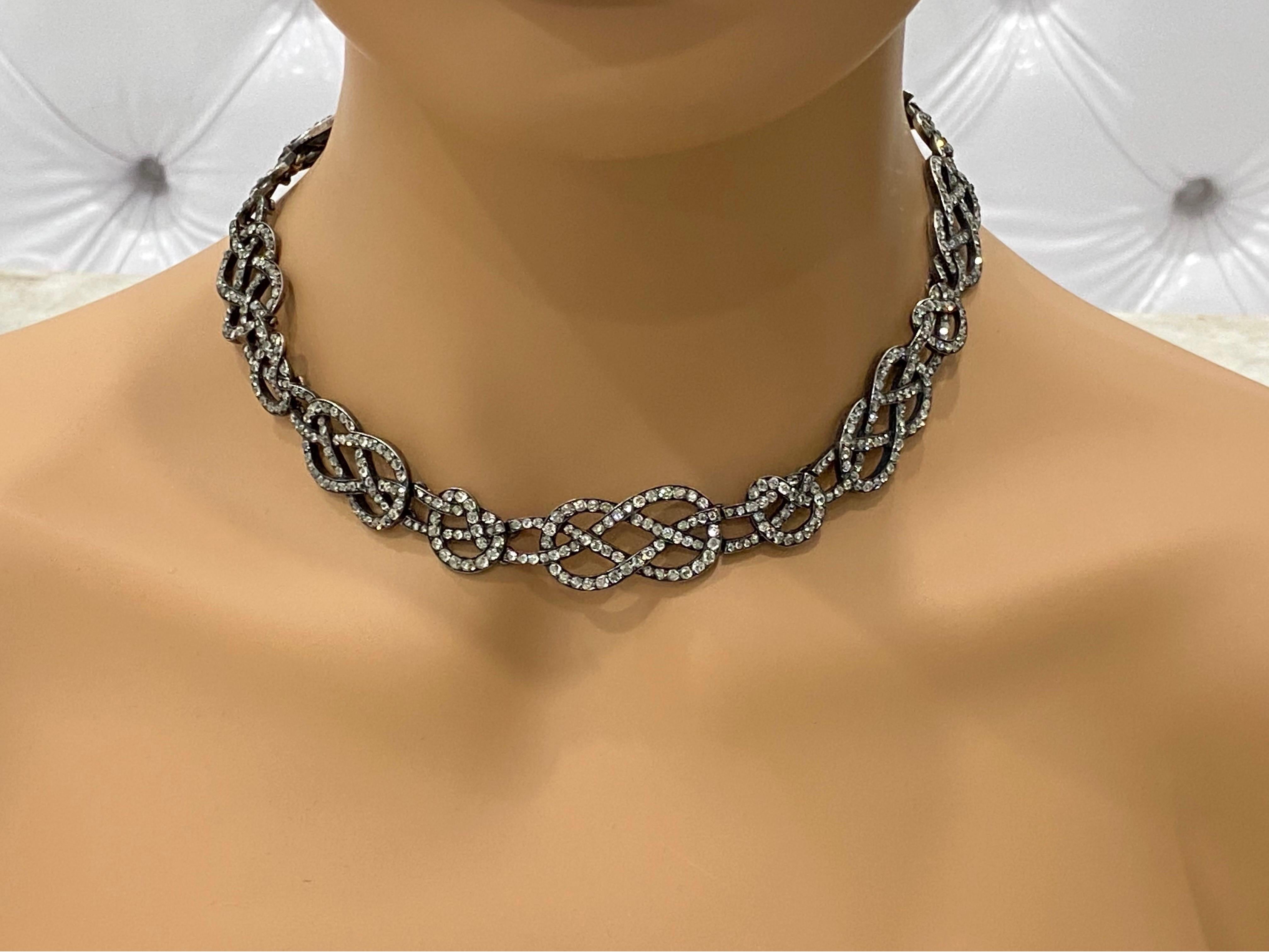 Original viktorianischer geflochtener 14,75 Karat Diamant in Silber & Gold, Silber & Gold, Unikat  Halskette im Zustand „Gut“ im Angebot in New York, NY