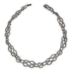 Original Victorian Braided 14.75 Carat Diamond Silver & Gold One Off  Necklace