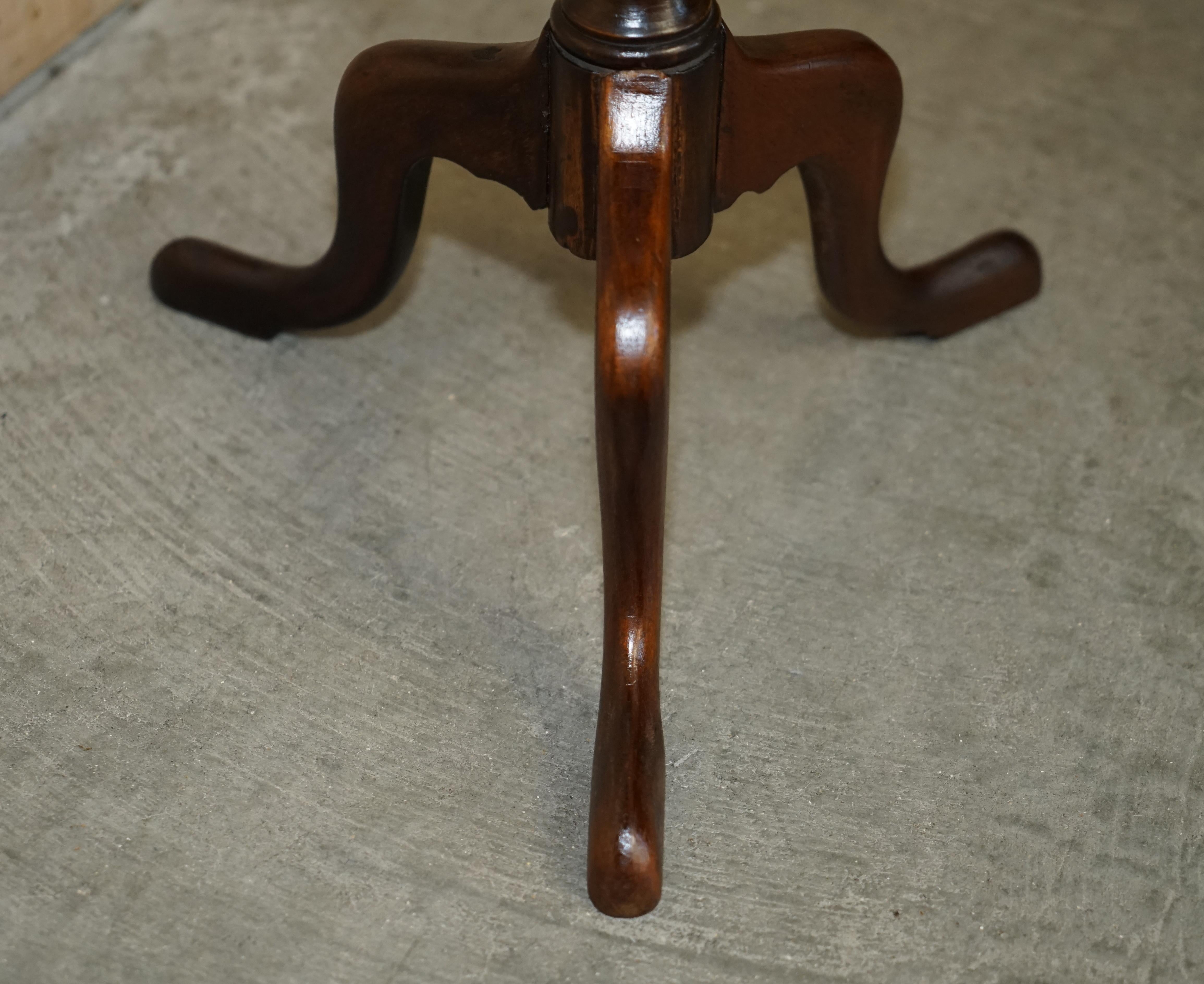 Original Victorian circa 1880 Hardwood Tripod Lamp Side End Wine Table 5