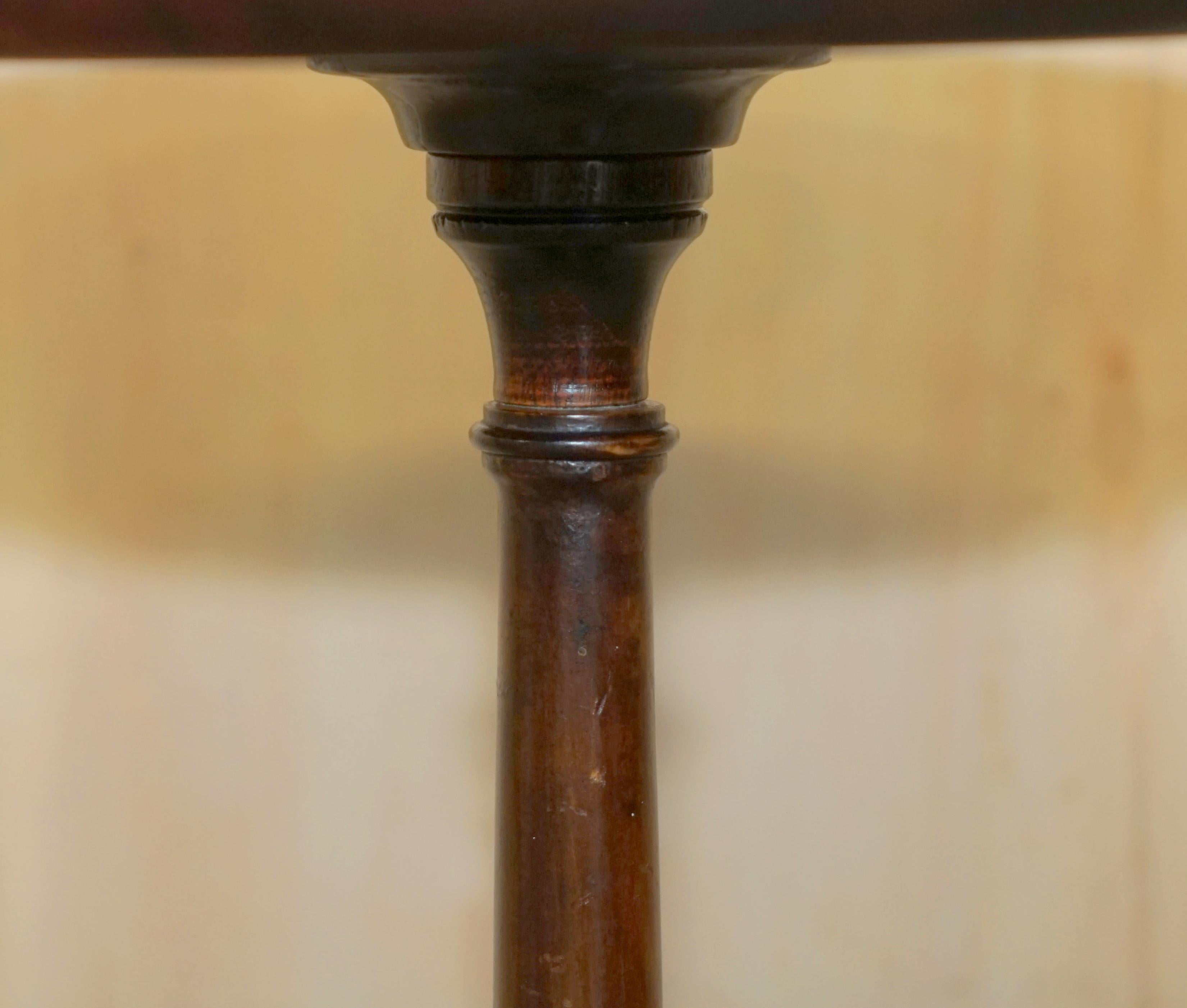 Hand-Crafted Original Victorian circa 1880 Hardwood Tripod Lamp Side End Wine Table