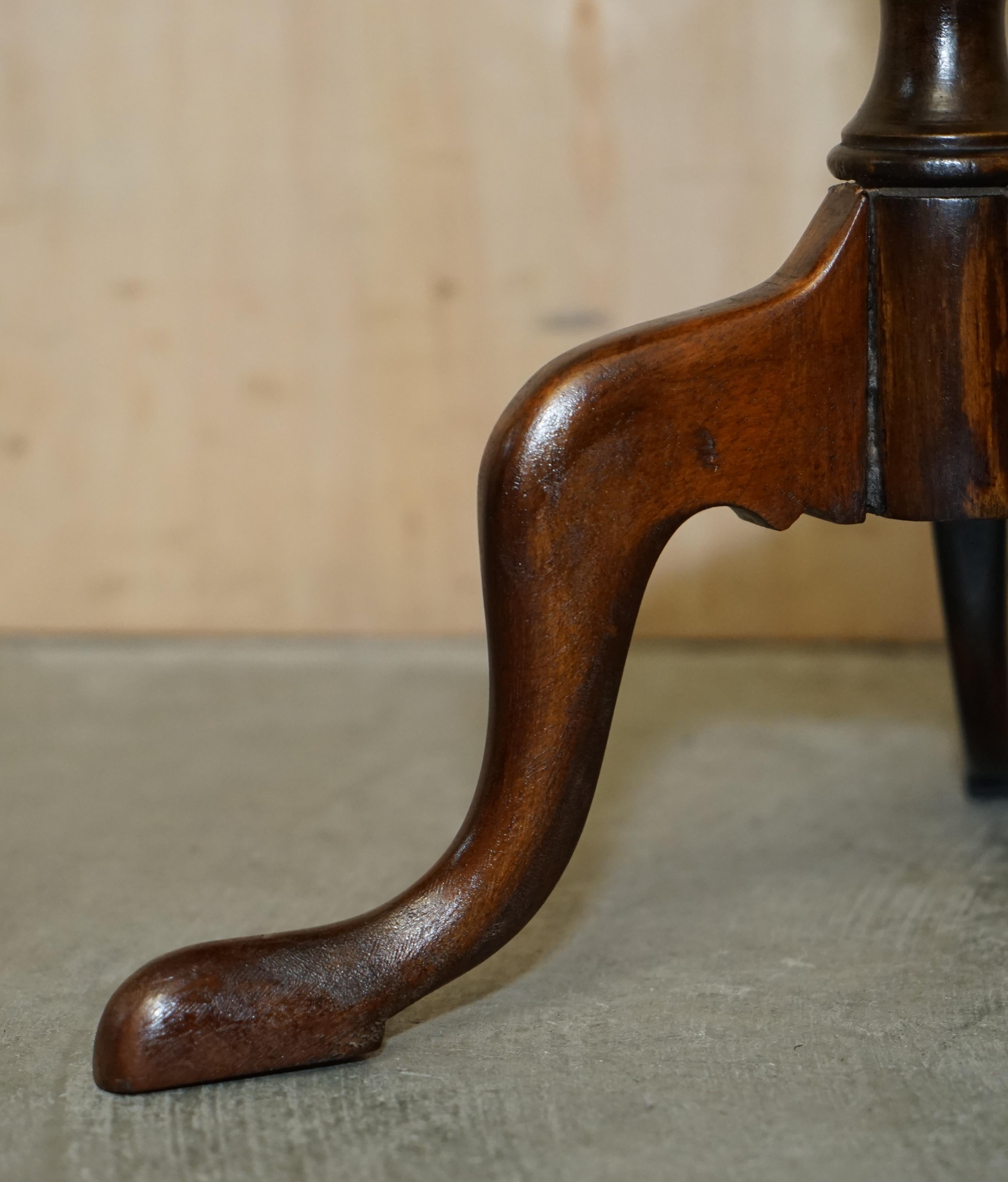 Original Victorian circa 1880 Hardwood Tripod Lamp Side End Wine Table 3