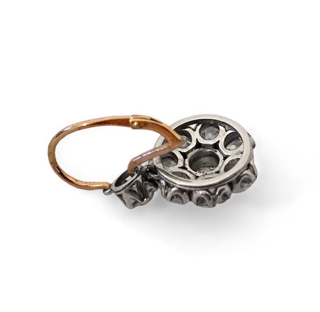 Women's or Men's Original Victorian Flower Cluster Diamond Drop Earrings