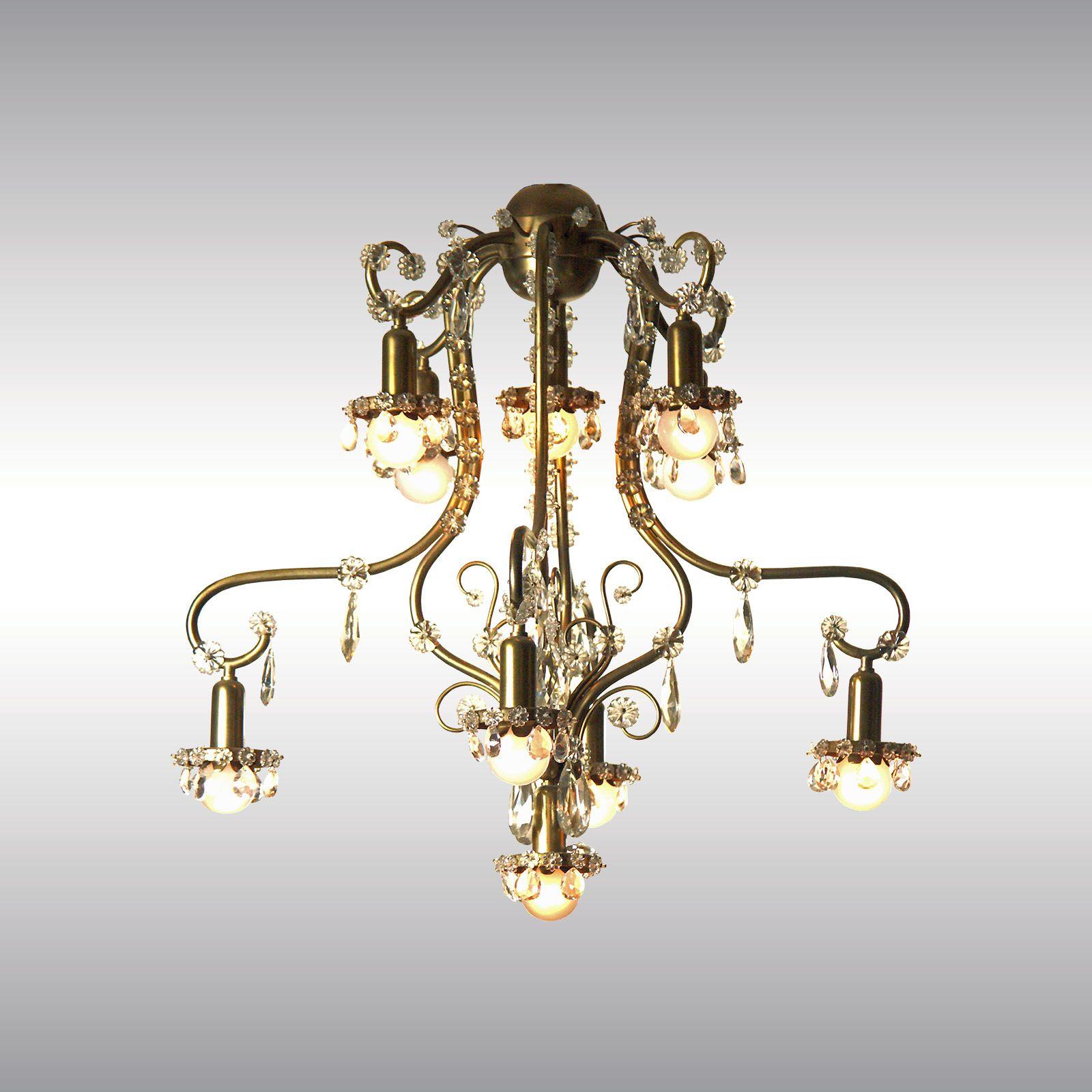Art Déco Lampadario di cristallo originale viennese Art Deco austriaco Mastercraft 1930 in vendita