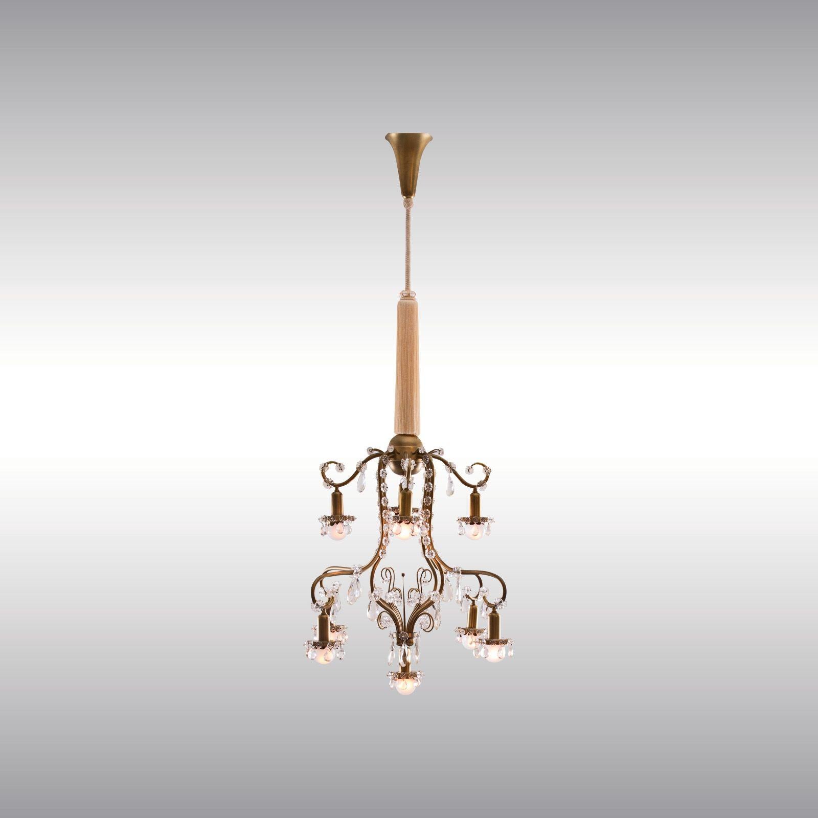 Austriaco Lampadario di cristallo originale viennese Art Deco austriaco Mastercraft 1930 in vendita