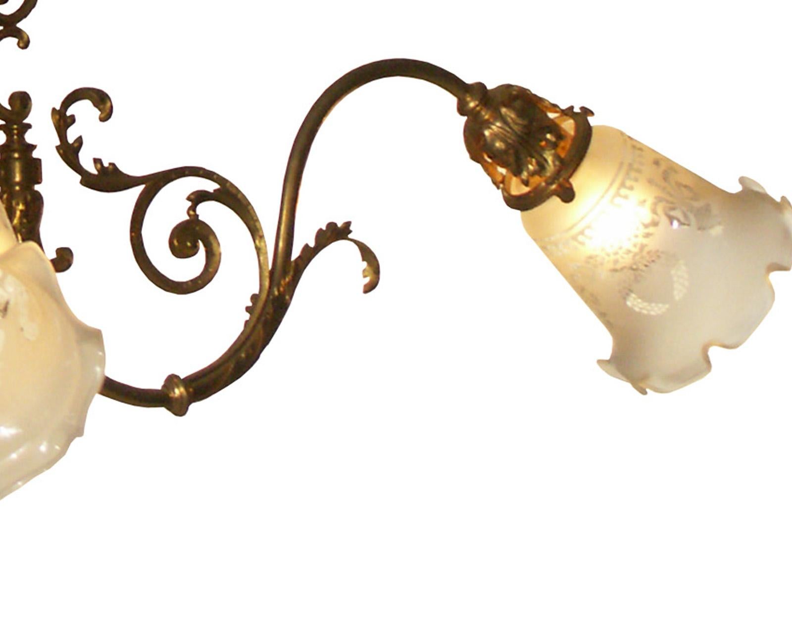 Vienna Secession Original Viennese Jugendstil Ringstrassen Style Chandelier Restored, New Shades For Sale