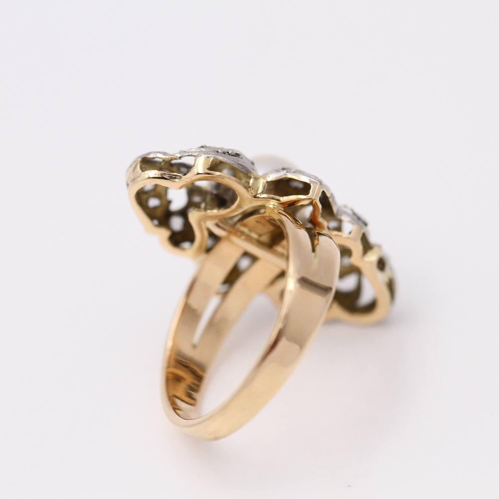 Original Vintage 1920's Gold and Platinum Ring For Sale 1