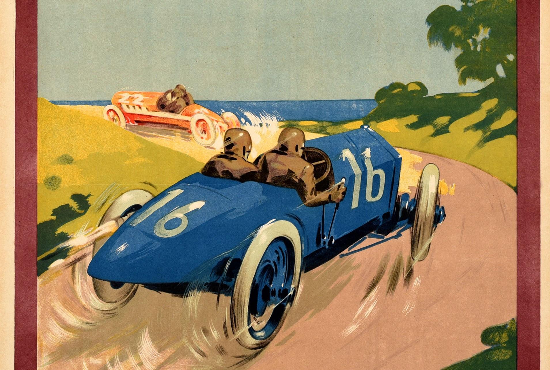 Espagnol Affiche originale vintage de course de voitures à moteur de 1922, Trophée d'Armangue à Tarragona, Espagne en vente