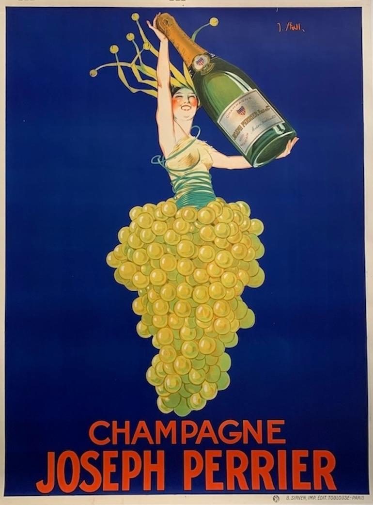 Original Vintage 1926 Champagne Poster, 'Champagne Joseph Perrier' by J Stall In Good Condition For Sale In Melbourne, Victoria