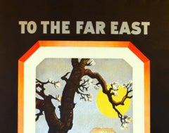 Original Vintage 1930s Art Deco HAPAG Cruise Liner Poster To The Far East Japan