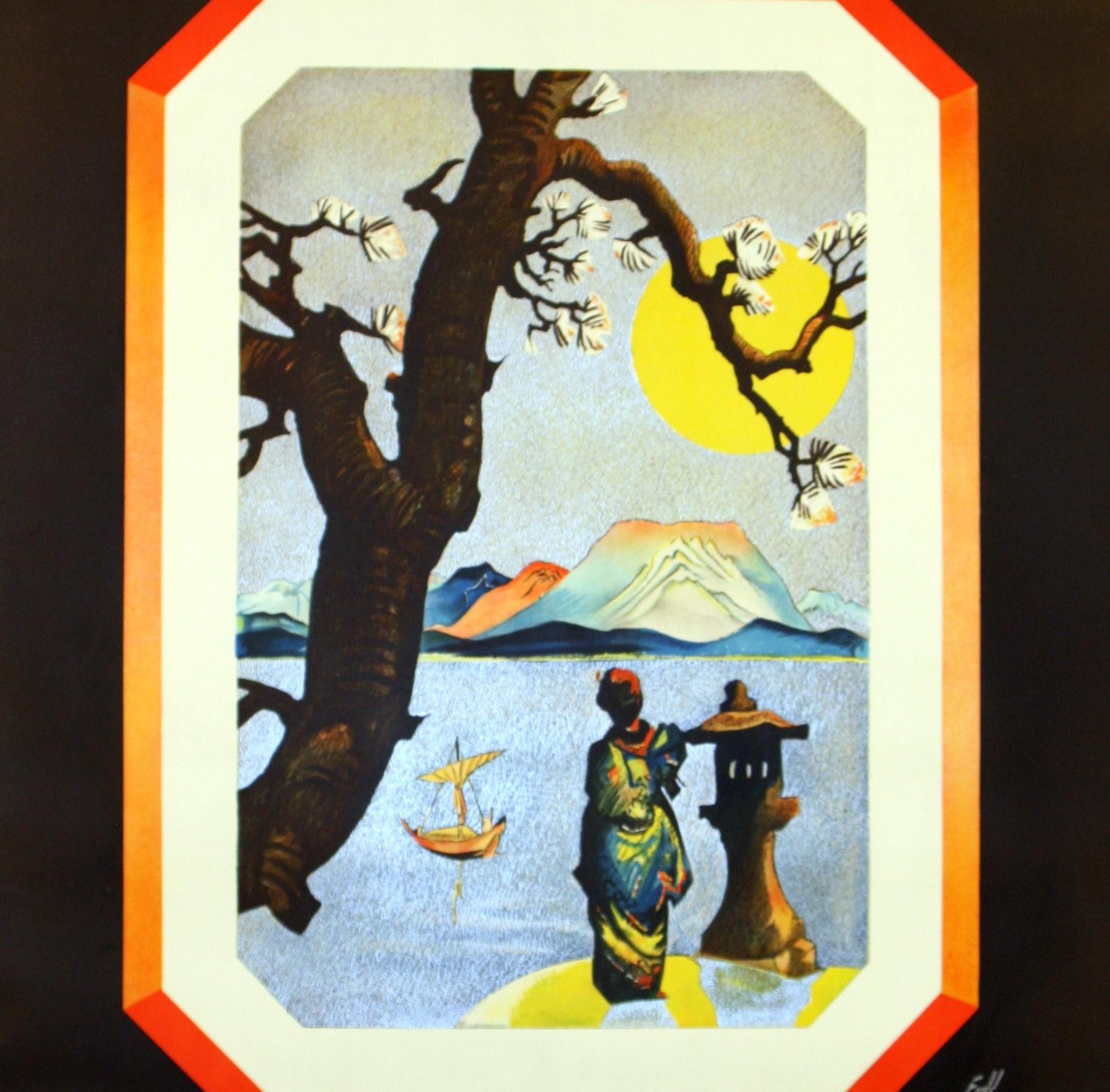 German Original Vintage 1930s Art Deco HAPAG Cruise Liner Poster To The Far East Japan