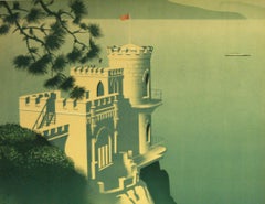 Original Vintage 1930s Intourist Travel Poster The Crimea Swallow's Nest Castle