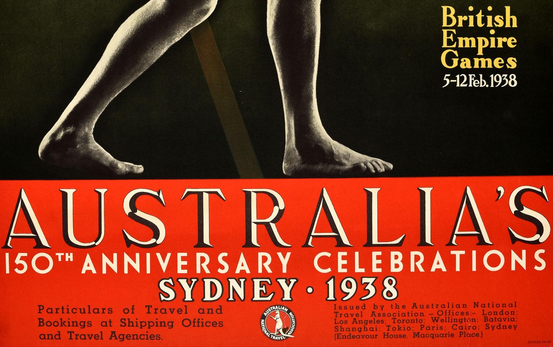 Original-Vintage 1938 British Empire Games-Poster Sydney Australien Commonwealth im Zustand „Gut“ im Angebot in London, GB