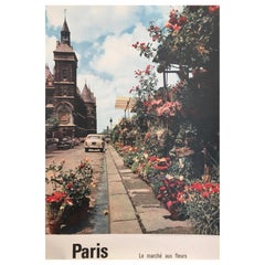 Original Vintage 1950s French Government Tourism Poster Paris Flower Market