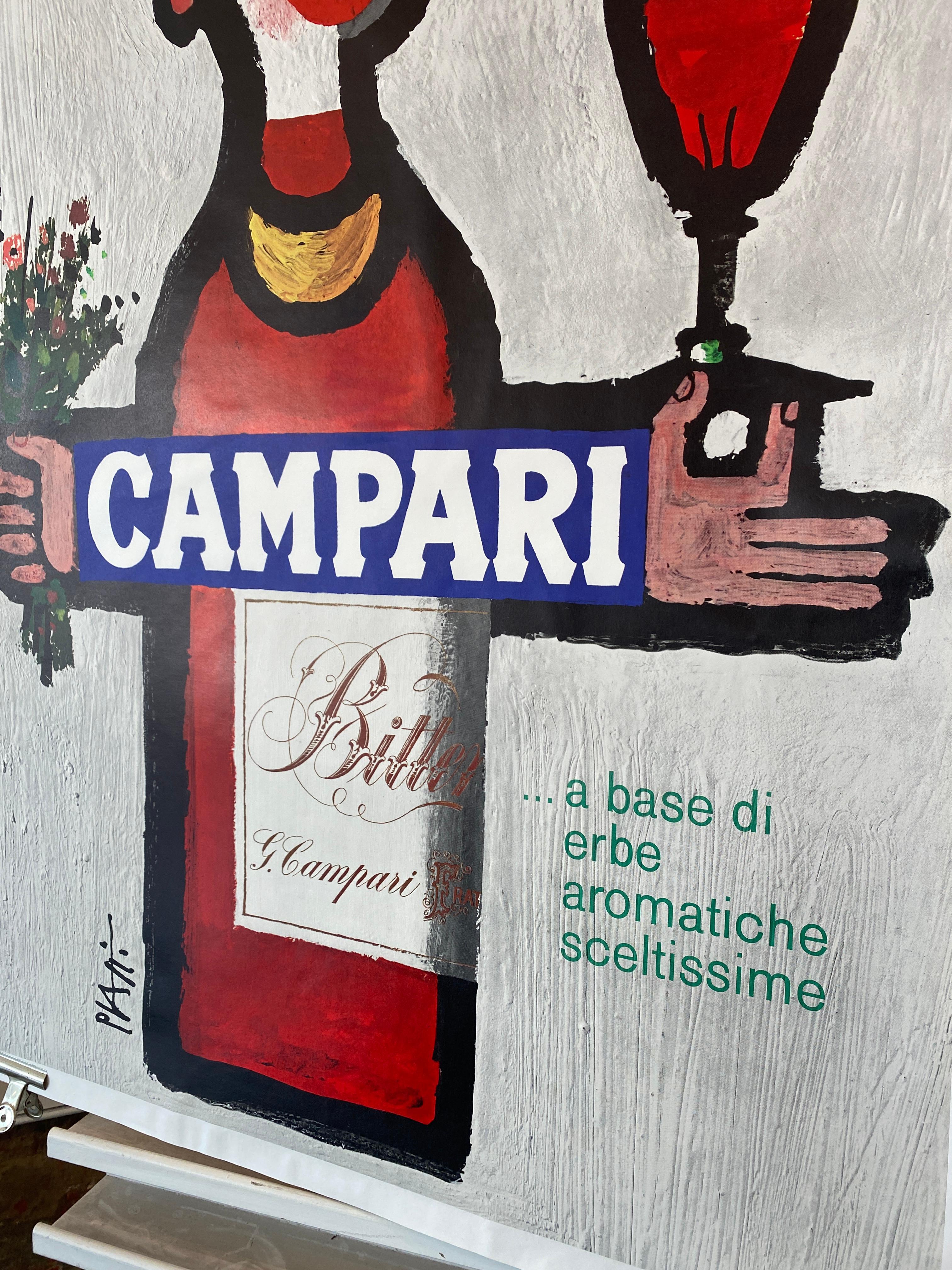 Mid-Century moderno Poster pubblicitario originale d'epoca degli anni '60, 'CAMPARI' di Piatti in vendita
