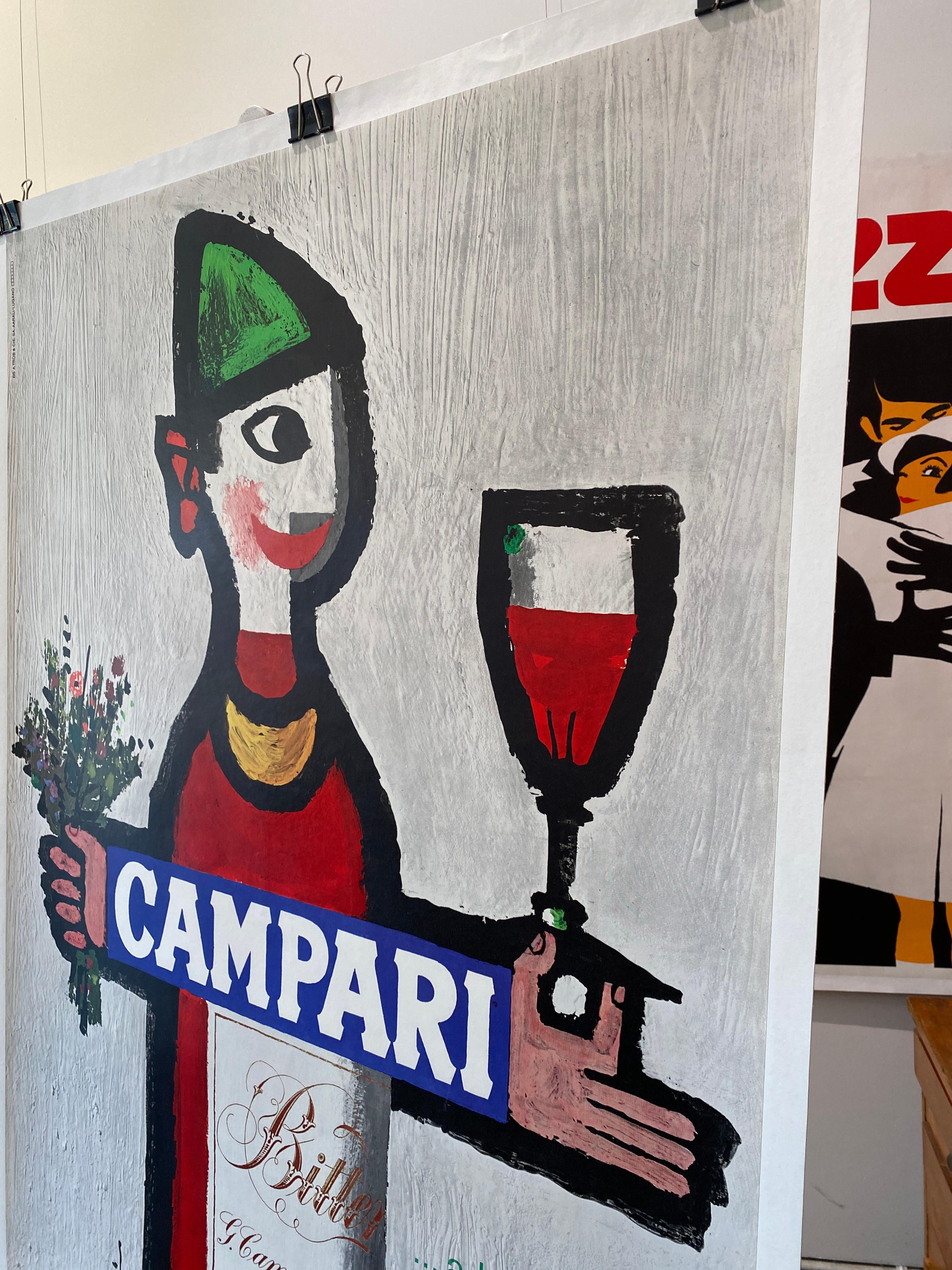 Poster pubblicitario originale d'epoca degli anni '60, 'CAMPARI' di Piatti in vendita 1
