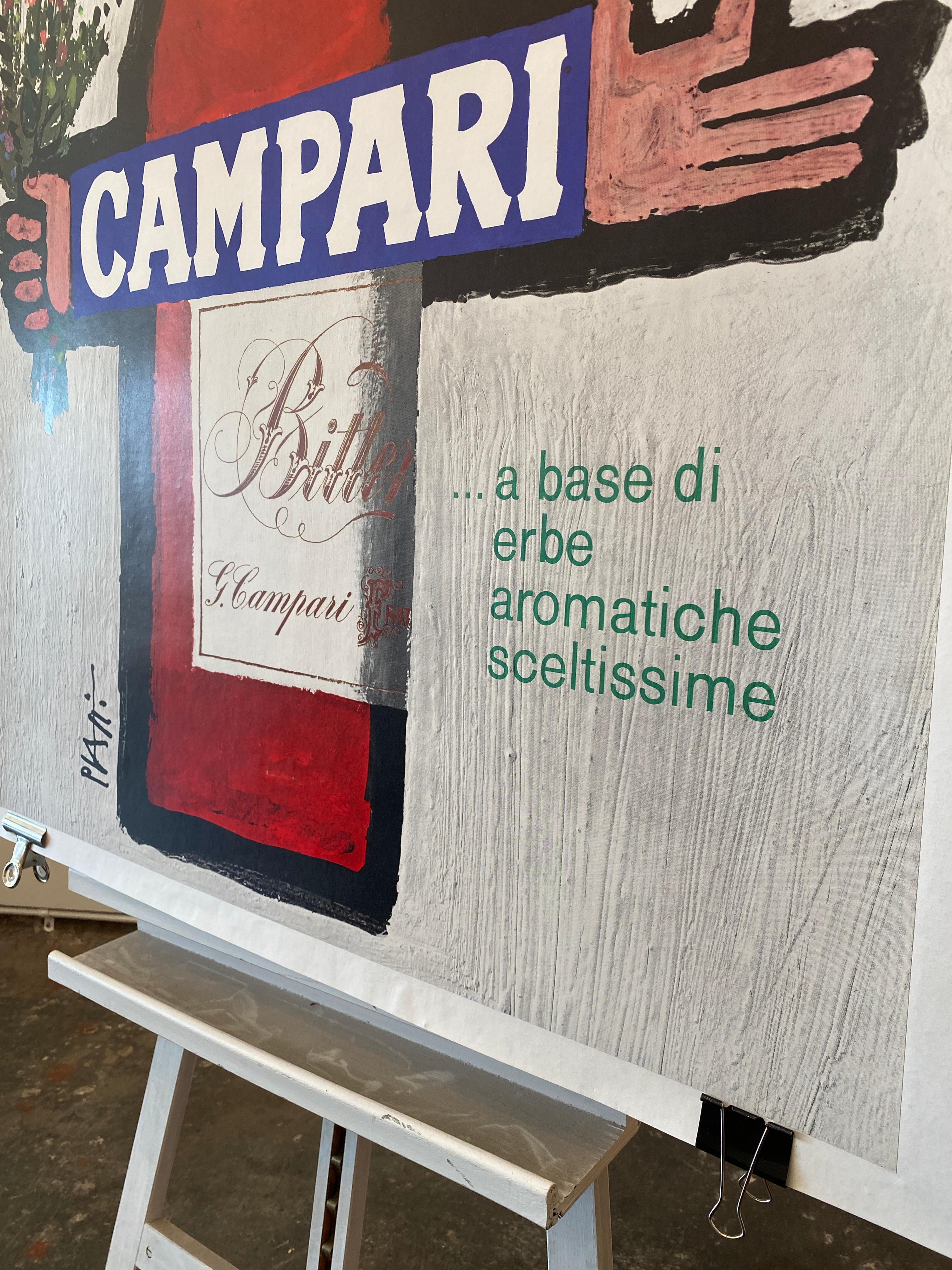 Poster pubblicitario originale d'epoca degli anni '60, 'CAMPARI' di Piatti in vendita 2