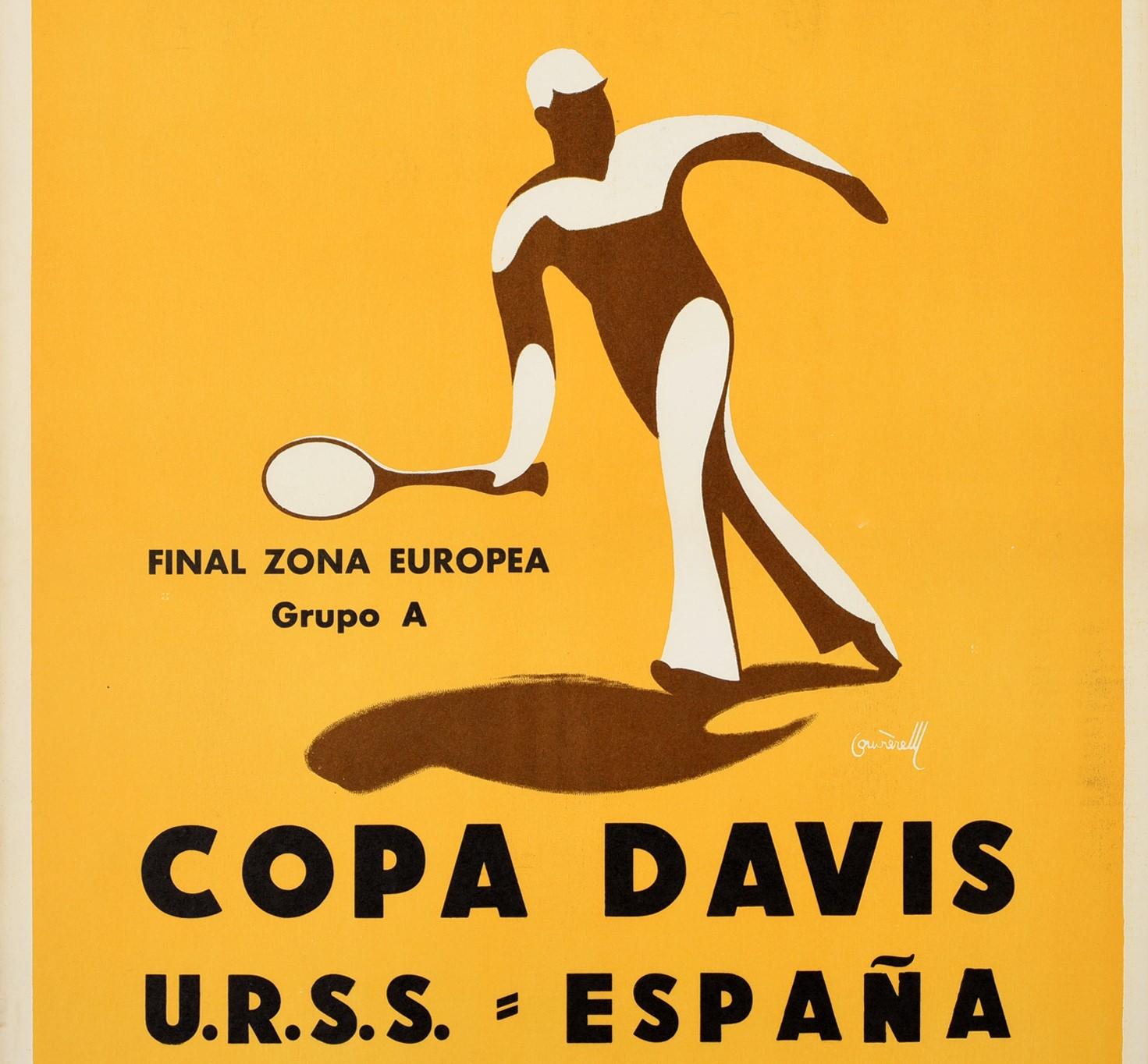 Original Vintage 1967 Copa Davis Cup Tennis Poster:: Sport:: UdSSR:: Spanien:: UdRSS:: Espana (Spanisch) im Angebot