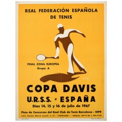 Original Retro 1967 Copa Davis Cup Tennis Poster Sport USSR Spain URSS Espana