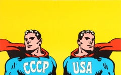 Original Vintage 1968 Cold War Superman Style Poster by Cieslewicz USSR CCCP USA
