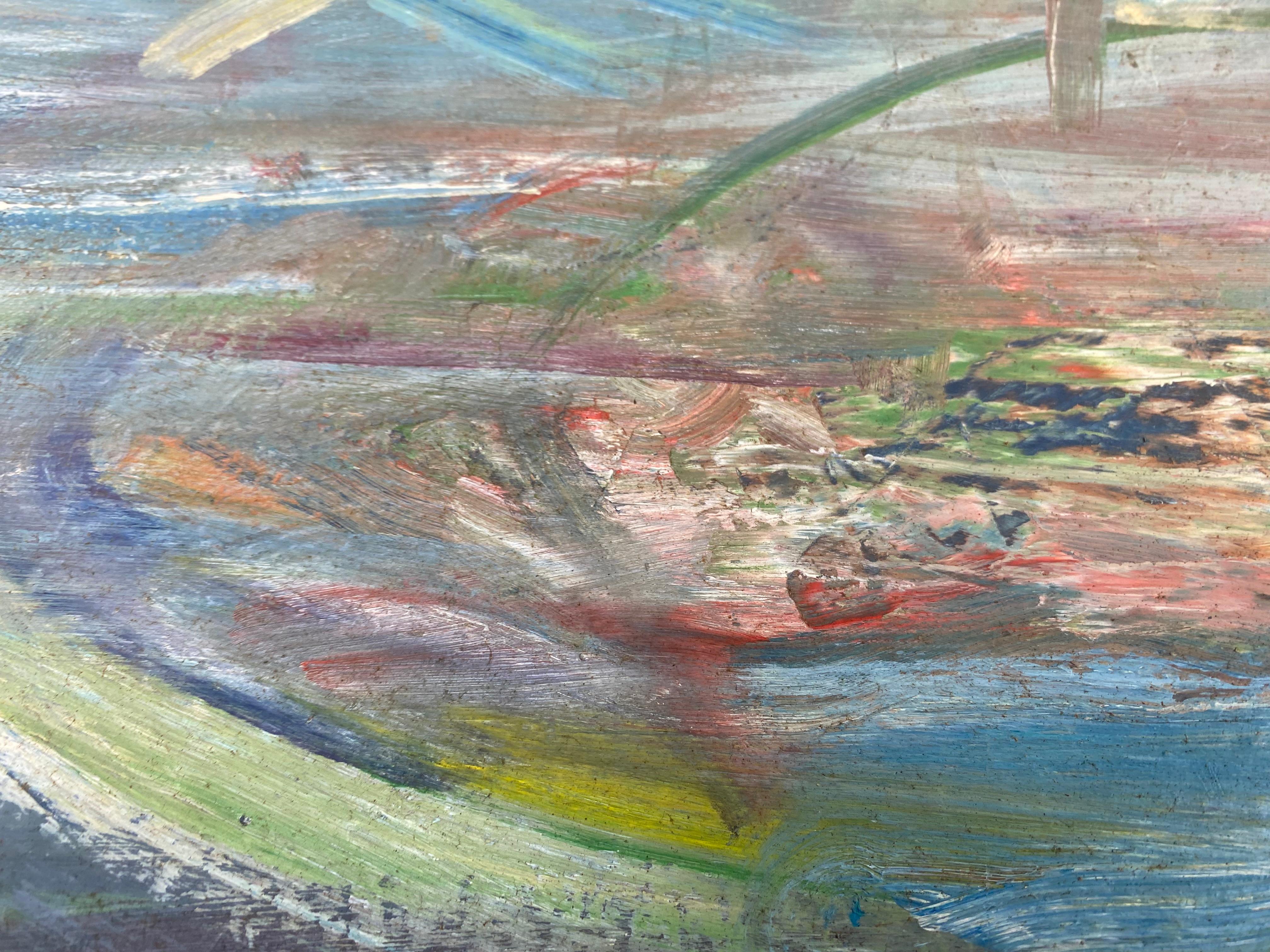 Peinture abstraite vintage de Warren Fischer sur toile de lin.

Est proposée à la vente une peinture abstraite figurative sur toile de lin de l'artiste américain Warren Fischer (1943-2001). Le tableau fait partie de la succession de l'artiste.
