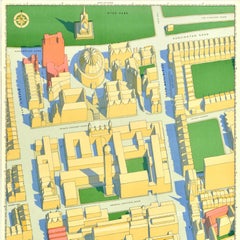 Original Vintage 3D Aerial View Poster RCA South Kensington Campus Map London