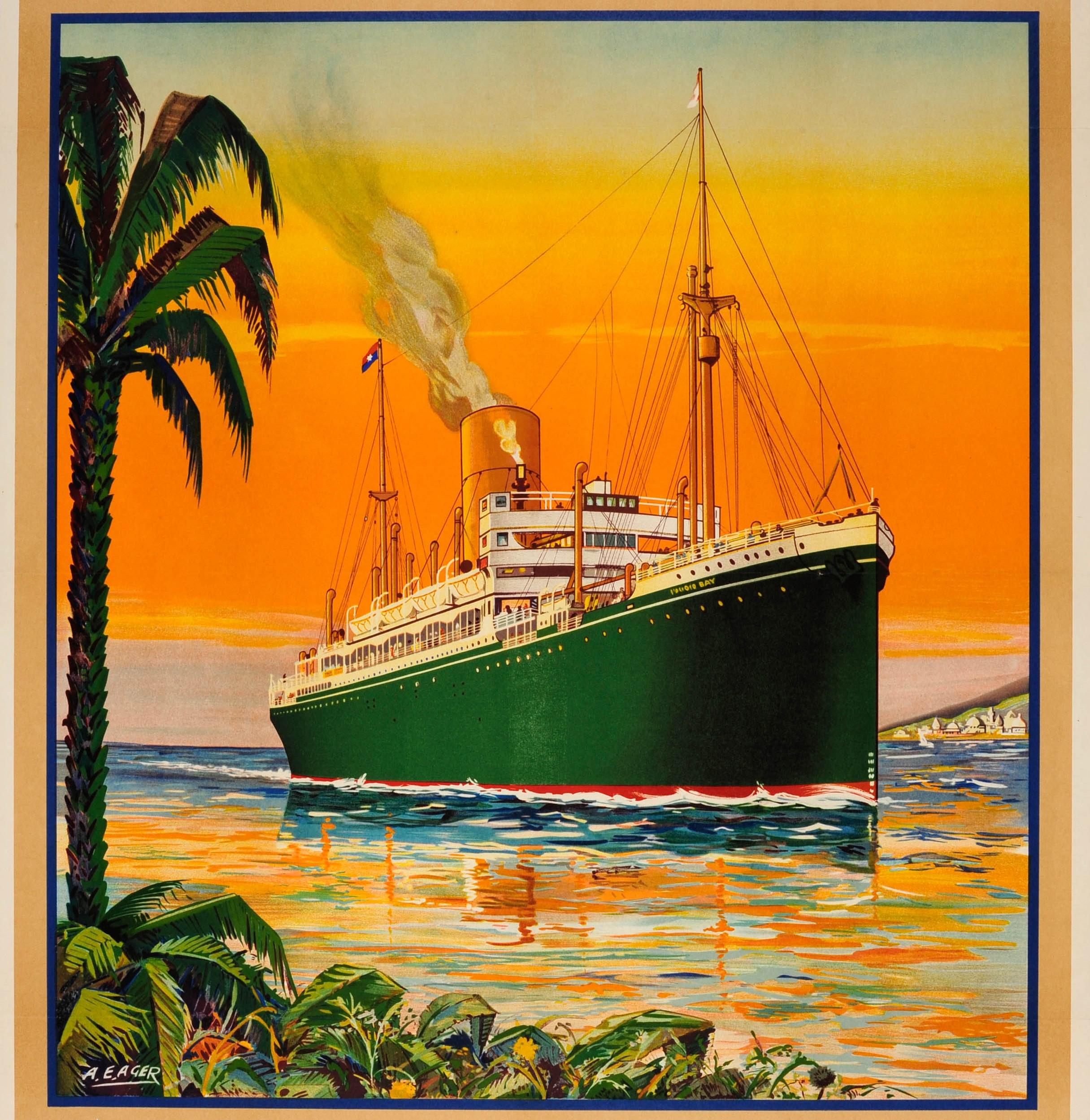 British Original Vintage Aberdeen & Commonwealth Line Travel Poster England to Australia
