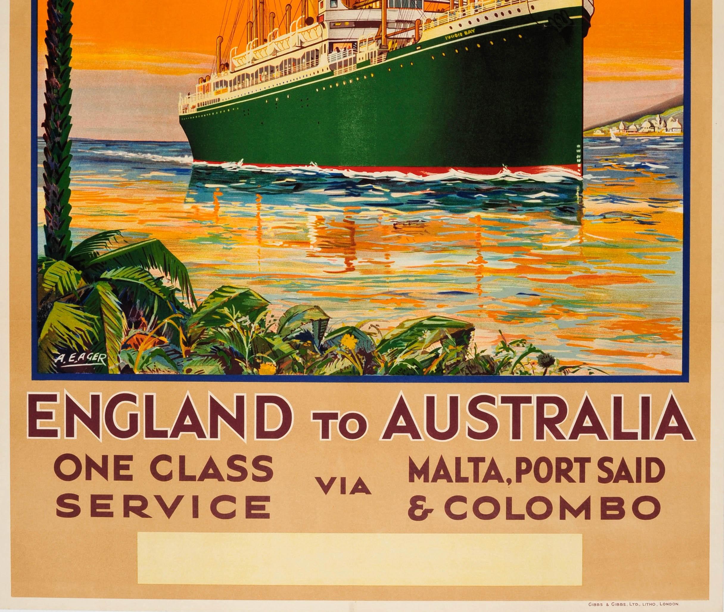 Original Vintage Aberdeen & Commonwealth Line Travel Poster England to Australia In Good Condition In London, GB