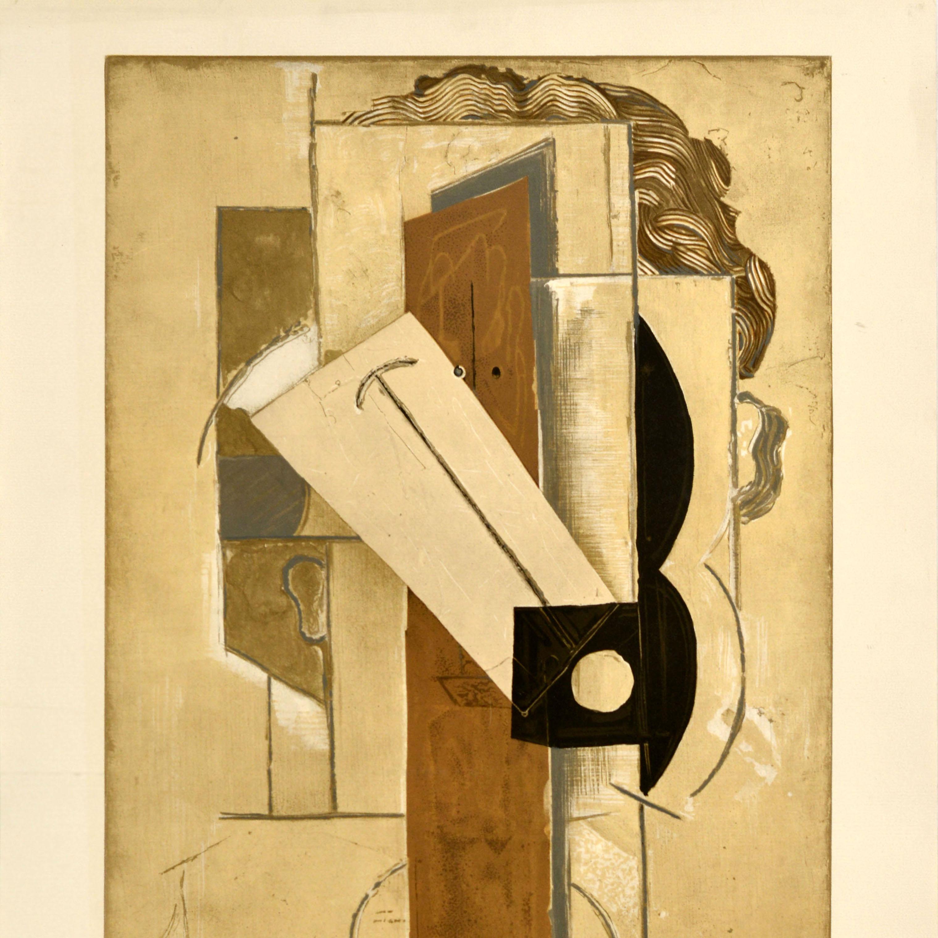 Francese Poster originale d'epoca per una mostra d'arte astratta Pablo Picasso Testa di Ragazza in vendita