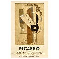 Original Vintage Abstract Art Exhibition Poster Pablo Picasso Head Of A Girl