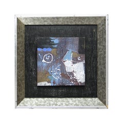 Original Vintage Abstract Brutalist Oil on Canvas, Framed, 1970s