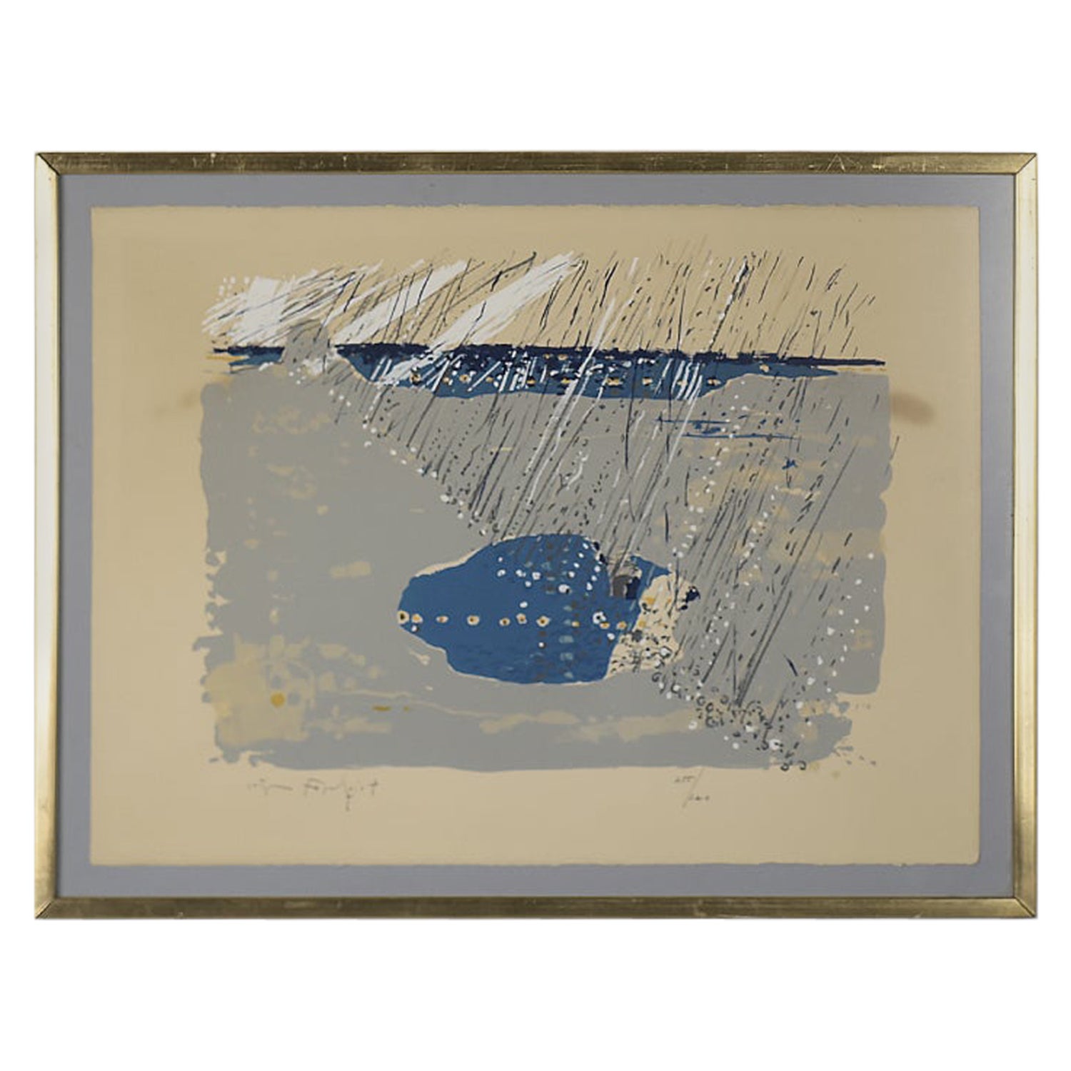 Original Vintage Abstract Color Lithograph, Composition by Jörgen Fogelqvist