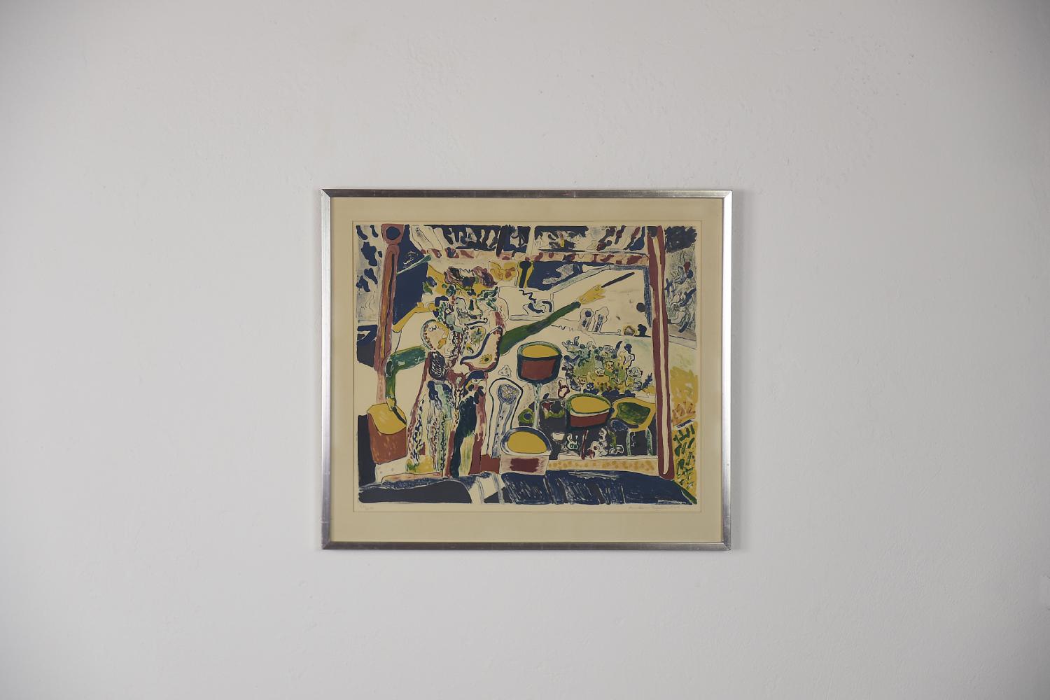 Abstrakte Vintage-Farblithographie, Komposition von Anders Fogelin (Moderne der Mitte des Jahrhunderts) im Angebot