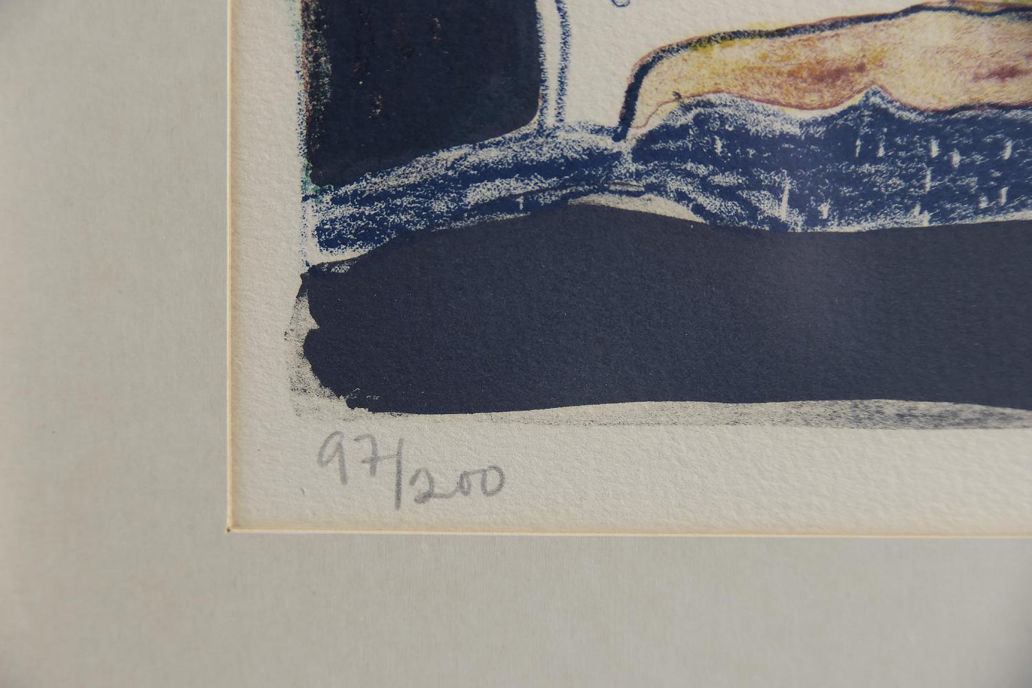Suédois Lithographie originale vintage abstraite en couleur Komposition d'Anders Fogelin en vente