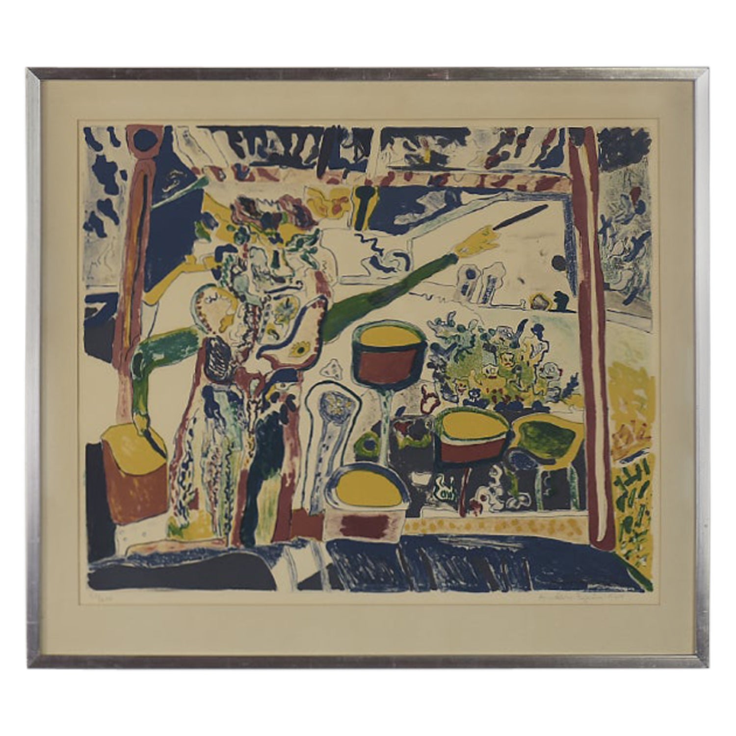 Lithographie originale vintage abstraite en couleur Komposition d'Anders Fogelin