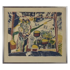Lithographie originale vintage abstraite en couleur Komposition d'Anders Fogelin