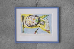 Original Vintage Abstract Color Lithograph, Maskot by Lis Zwick, 1996