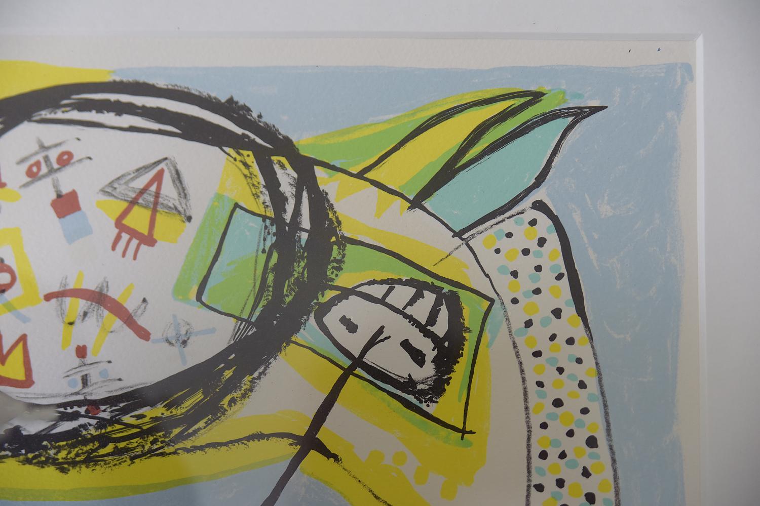 Original Vintage Abstract Color Lithograph, Maskot by Lis Zwick, 1996 In Good Condition For Sale In Warszawa, Mazowieckie