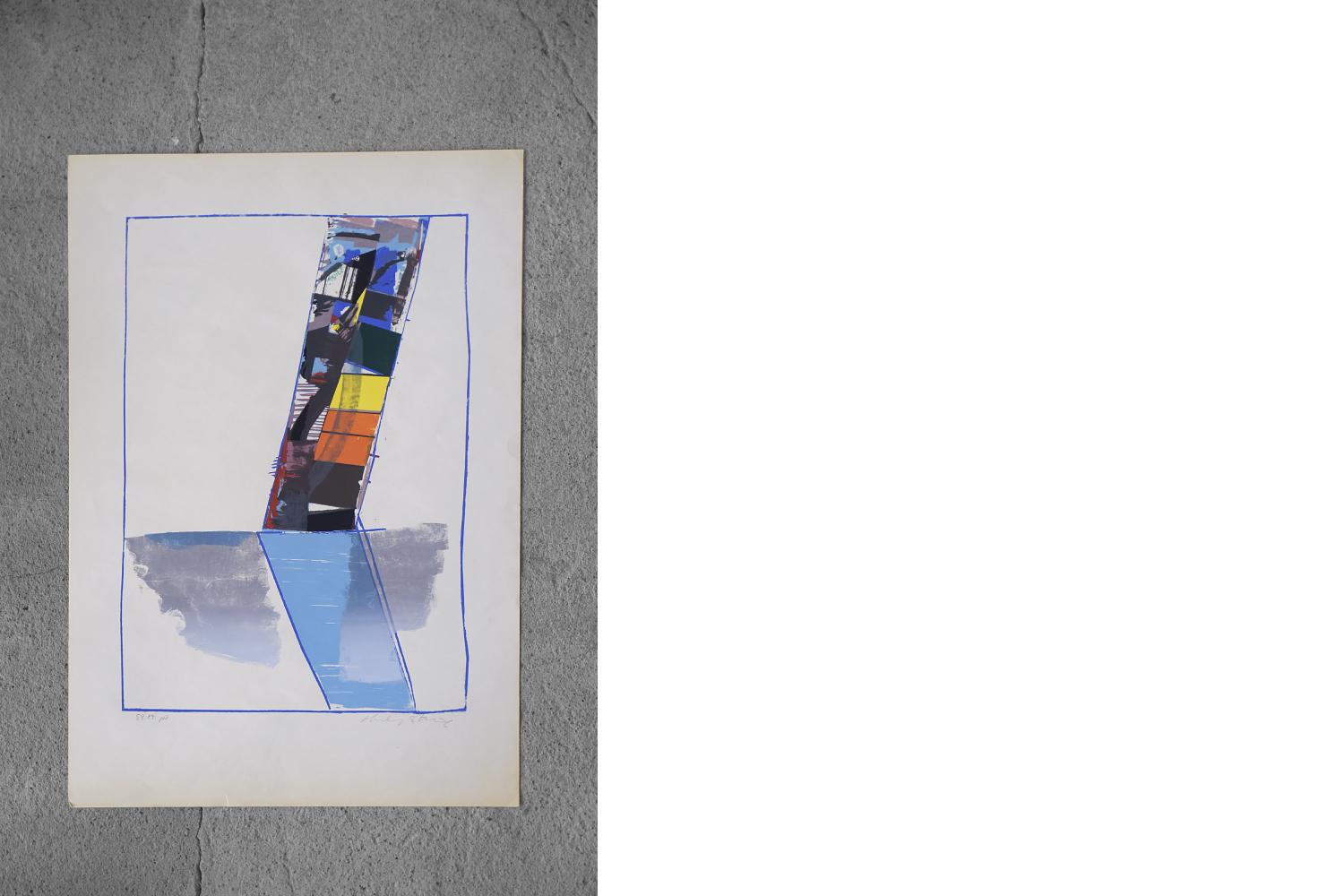 Mid-Century Modern Original Vintage Abstractive Cubist Modern Colored Lithograph by Hardy Strid For Sale