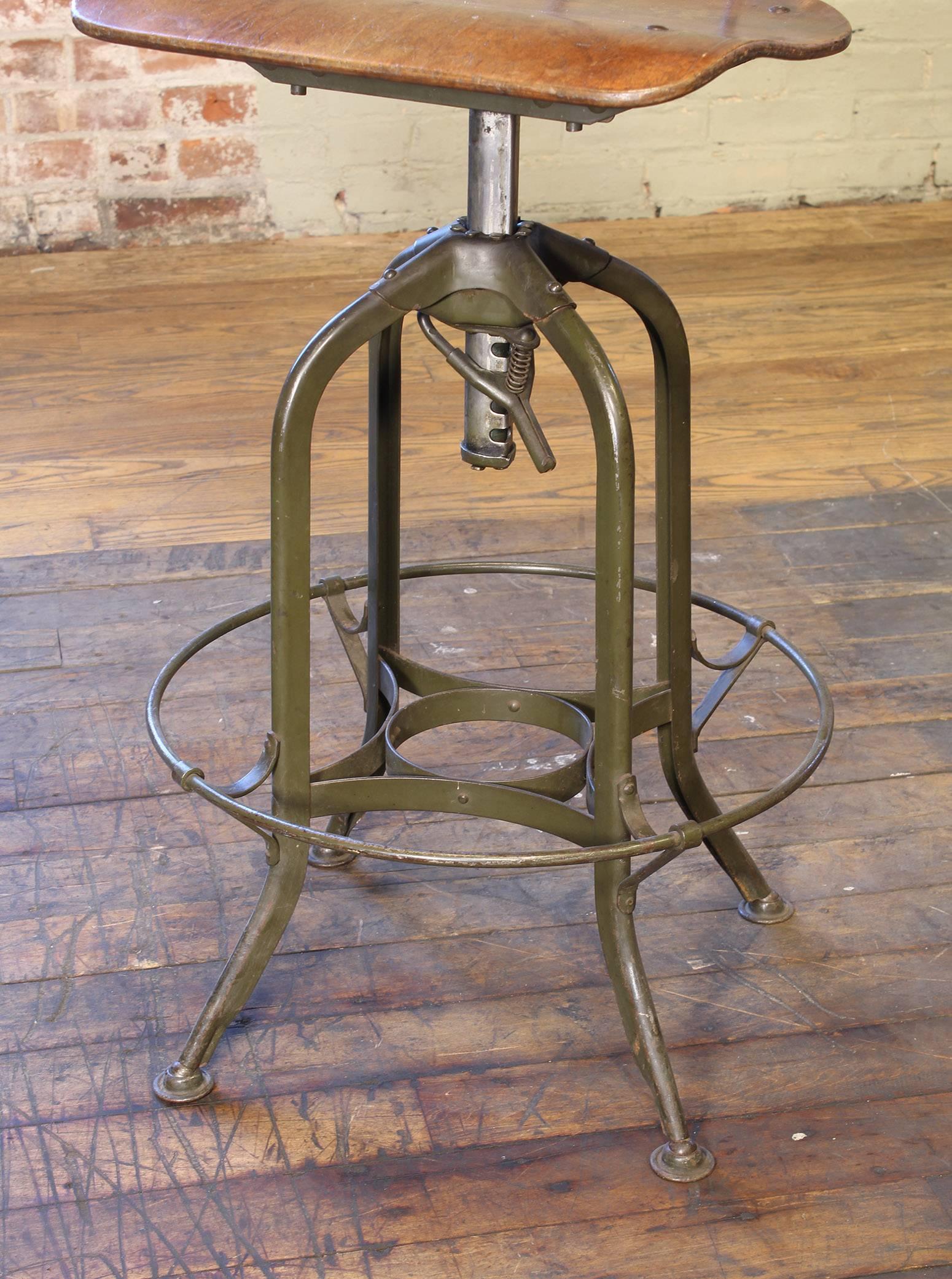 Industrial Original Vintage Adjustable Toledo Bar Stool Drafting Chair