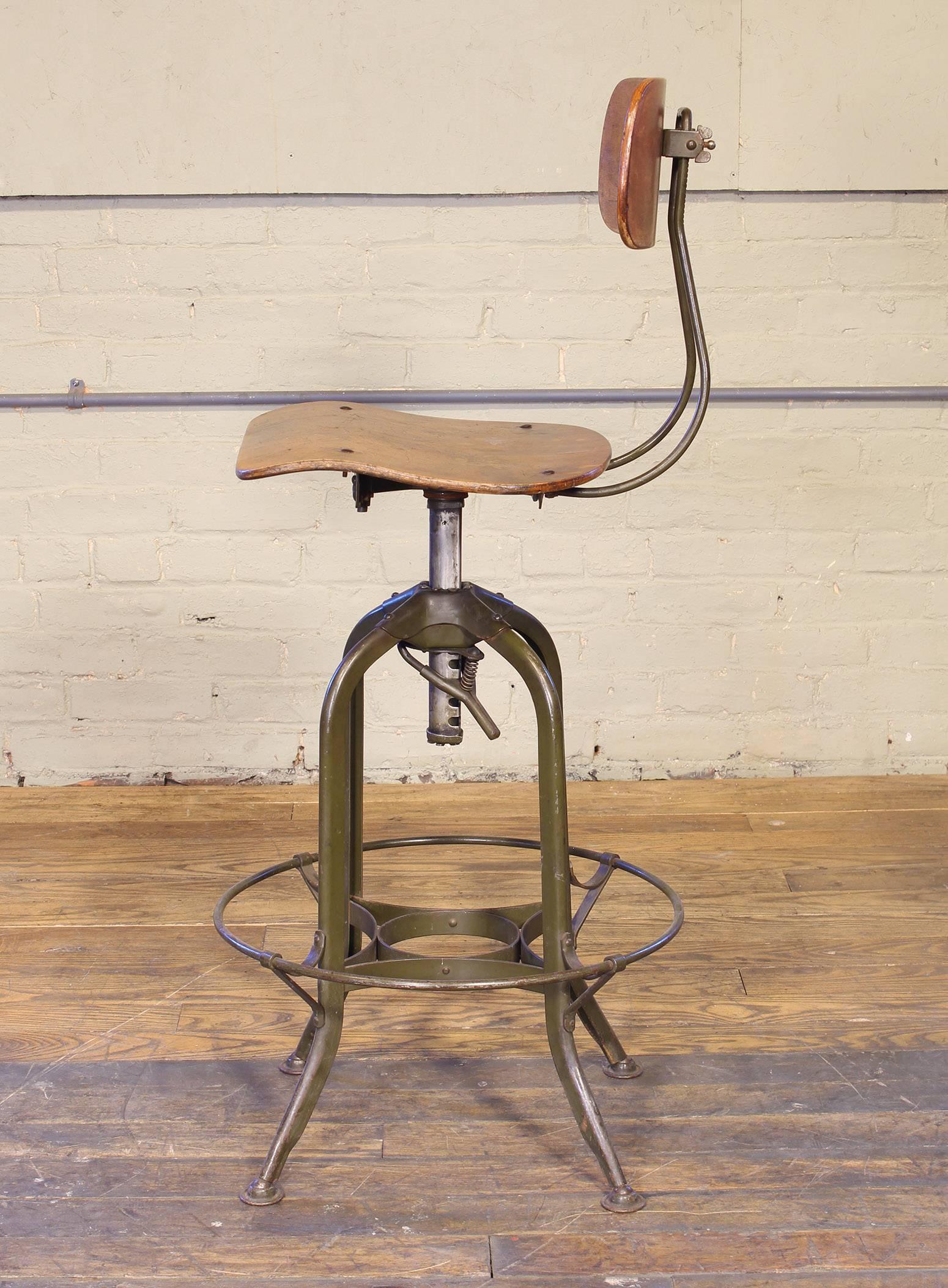 Nice Details about   One TOLEDO Vintage Drafting Stool On Wheels Adjust 16" To 21" 