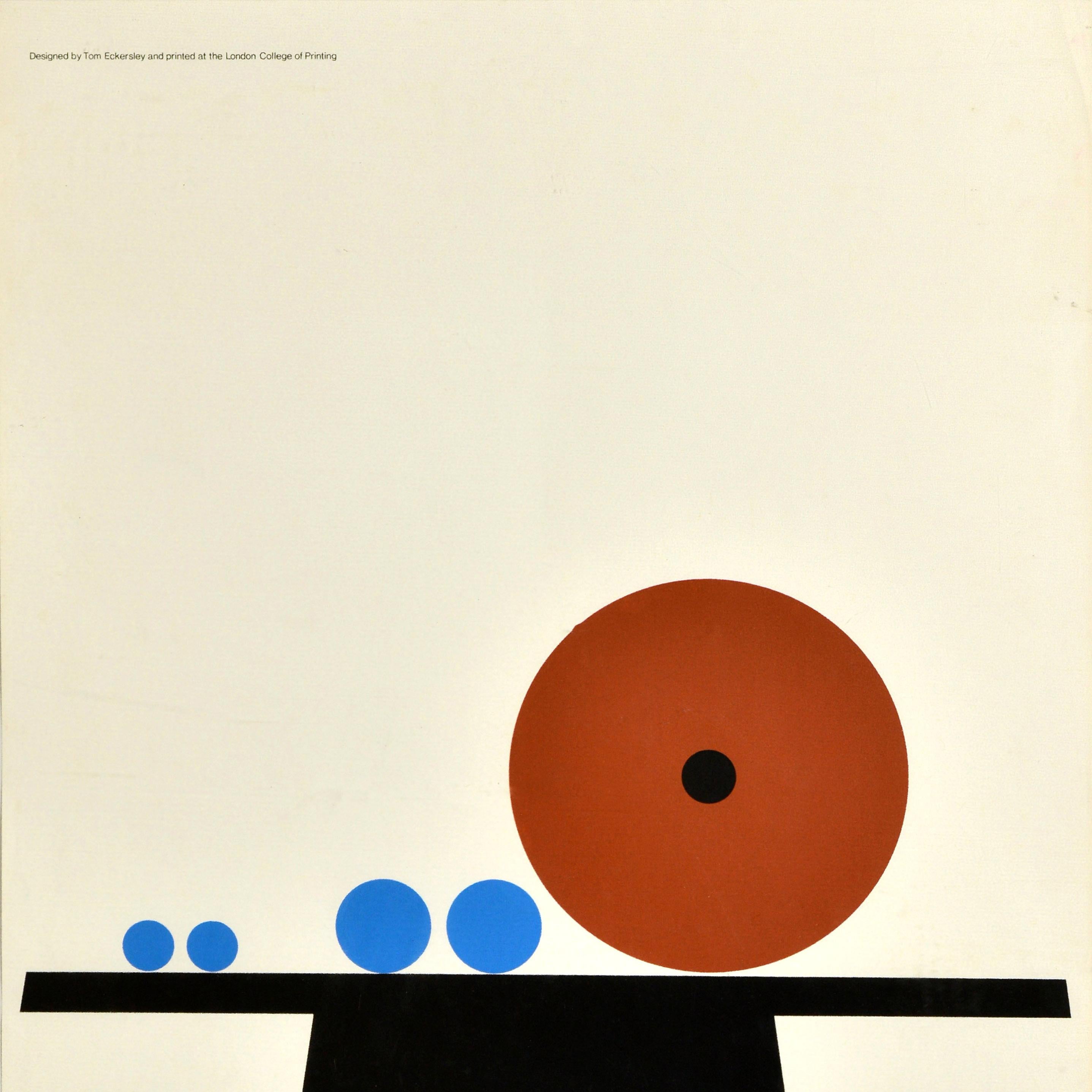 Mid-Century moderno Poster pubblicitario originale d'epoca 100 anni di educazione alla stampa Eckersley in vendita