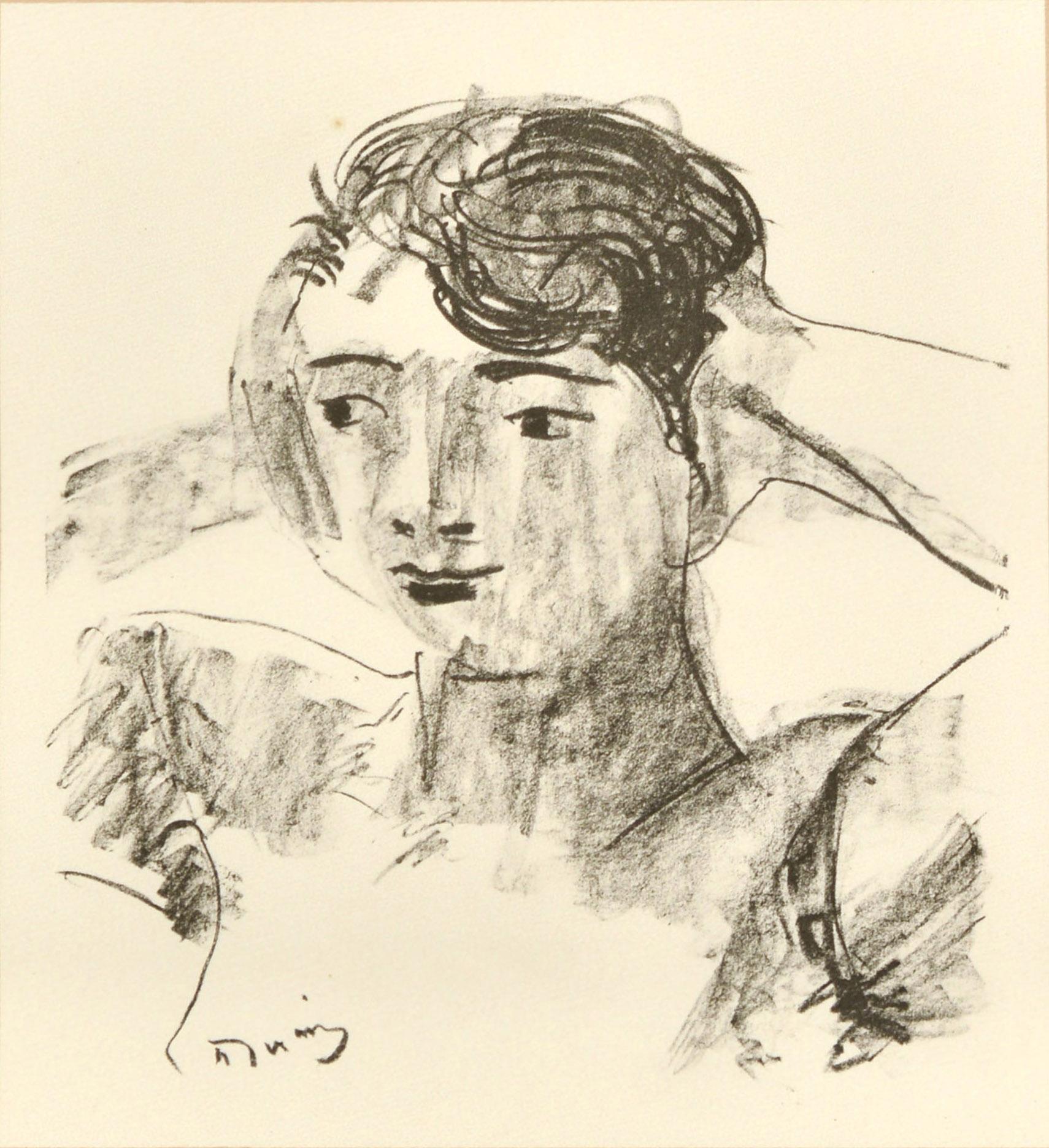 Poster originale d'epoca per una mostra di opere d'arte dell'artista, pittore, scultore e cofondatore del fauvismo francese Andre Derain (1880-1954): Bibliotheque Nationale A. Derain L'Oeuvre Grave / L'opera incisa, tenutasi alla Biblioteca