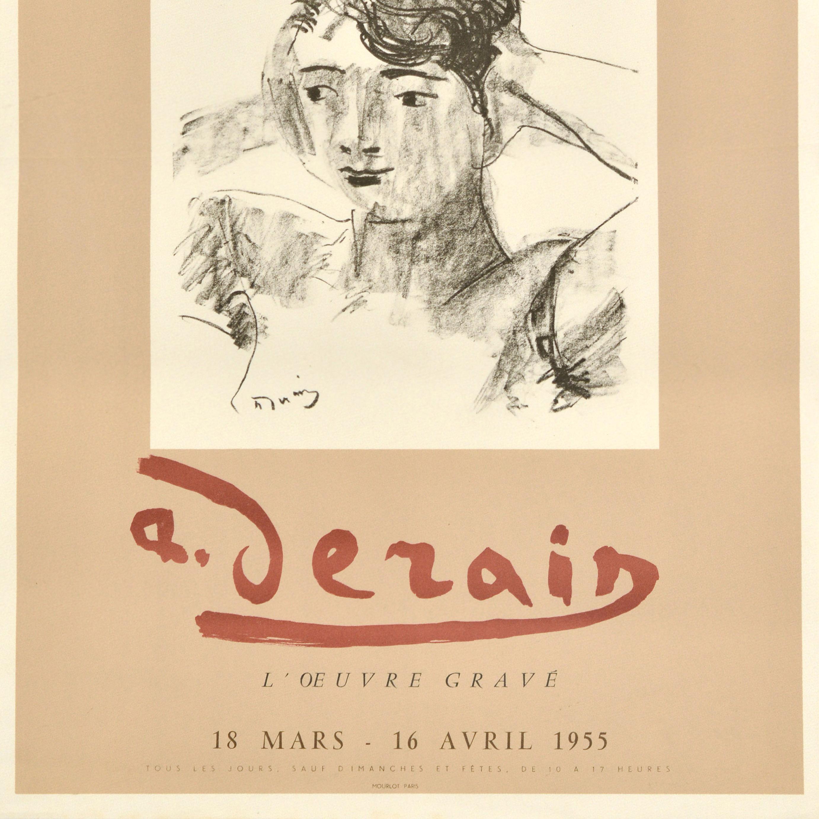 Français Affiche publicitaire originale vintage André Derain - Art et fauvisme - Dessin d'exposition en vente