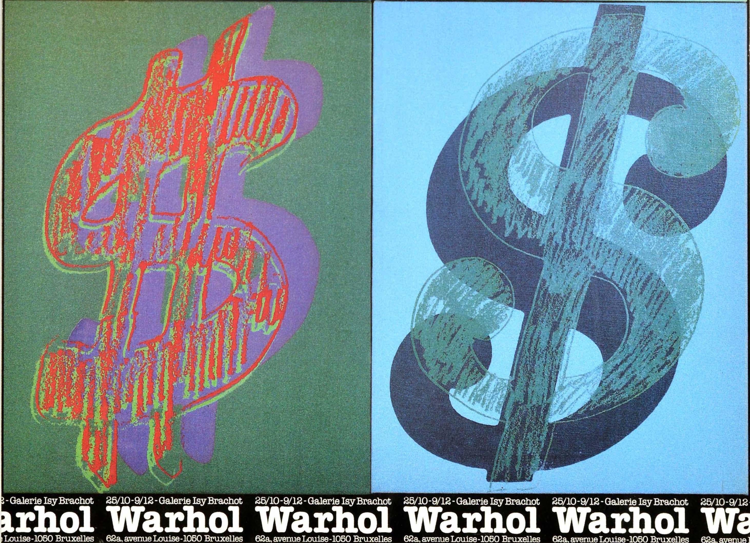 Belgian Original Vintage Advertising Poster Andy Warhol Dollar Pop Art Galerie Brachot For Sale