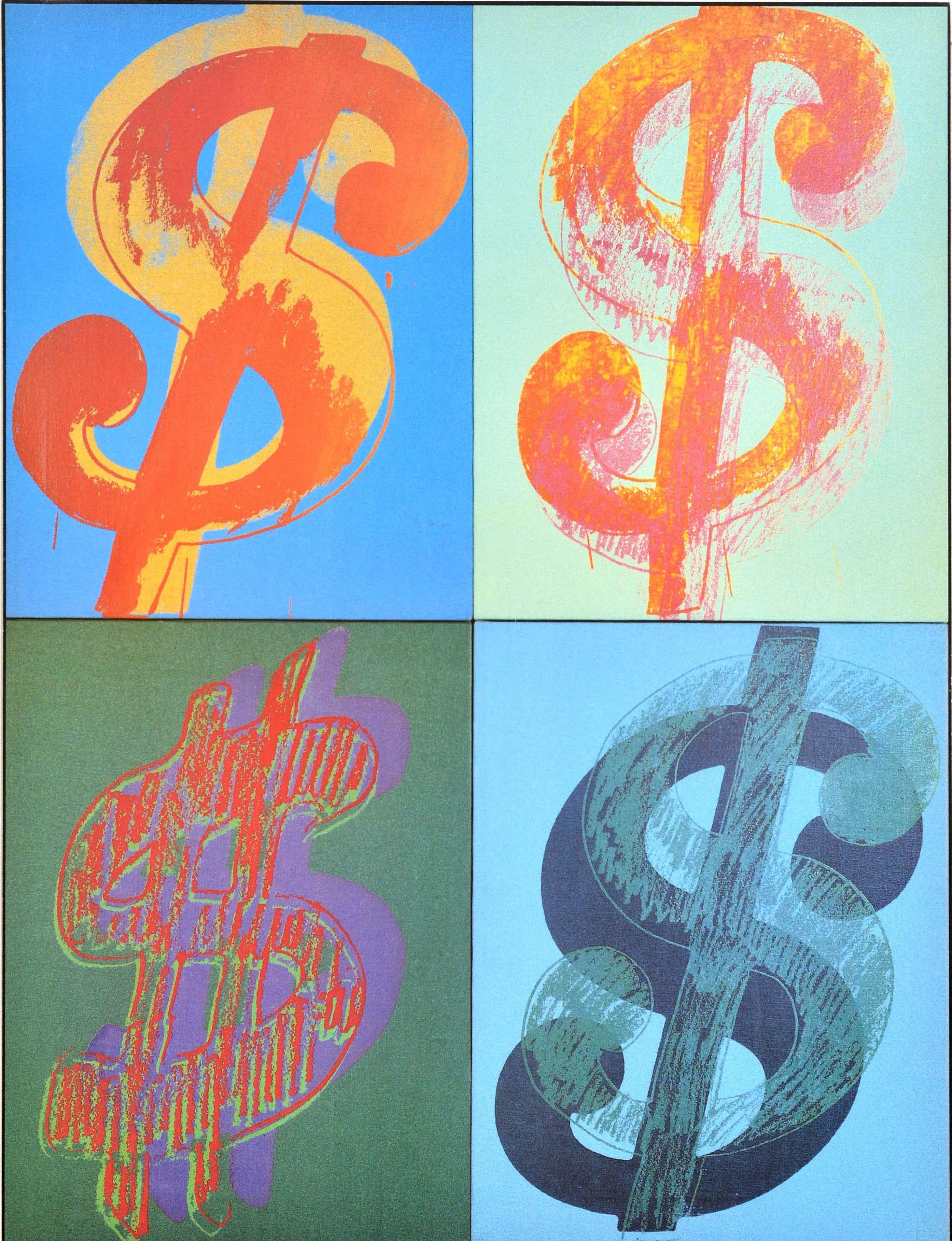 Original Vintage Advertising Poster Andy Warhol Dollar Pop Art Galerie Brachot In Excellent Condition For Sale In London, GB