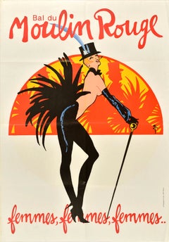 Original Vintage Advertising Poster Bal Du Moulin Rouge Rene Gruau Large