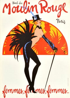Original Vintage Advertising Poster Bal Du Moulin Rouge Rene Gruau Small