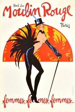 Original Vintage Advertising Poster Bal Du Moulin Rouge Rene Gruau Small