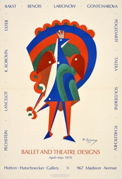 Cartel publicitario vintage original de Ballet Russe con diseños del teatro ruso